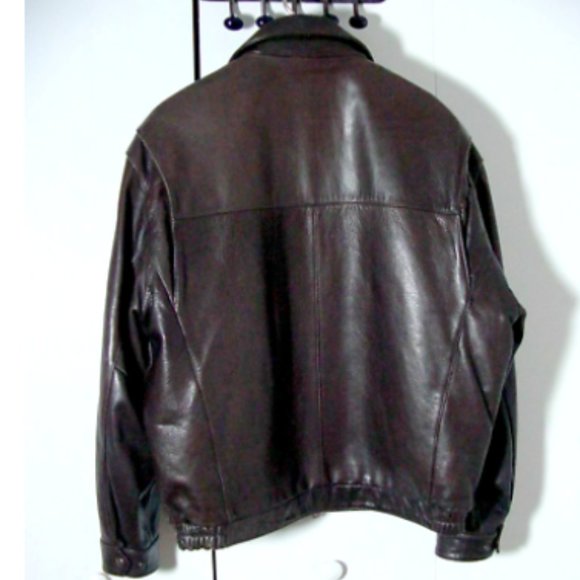 Vtg Wilson's Studio Andrew Marc Brown Leather Moto Bomber Jacket  Sz XL - Picture 6 of 7